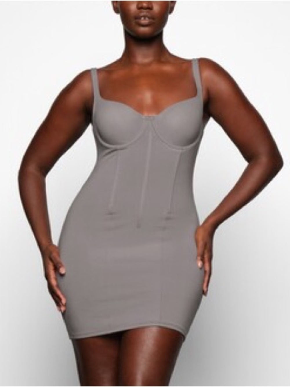 SKIMS Cotton Corset Dress - Charcoal - Picture 5 of 5